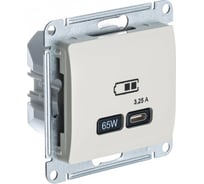 Розетка Systeme Electric Glossa usb тип-c 65w высокоскор.заряд. qc, pd, механизм, молочный GSL000927