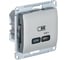 Розетка Systeme Electric Glossa usb тип-c 65w высокоскор.заряд. qc, pd, механизм, платина GSL001227 1