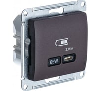 Розетка Systeme Electric Glossa usb тип-c 65w высокоскор. заряд. qc, pd, механизм, шоколад GSL000827