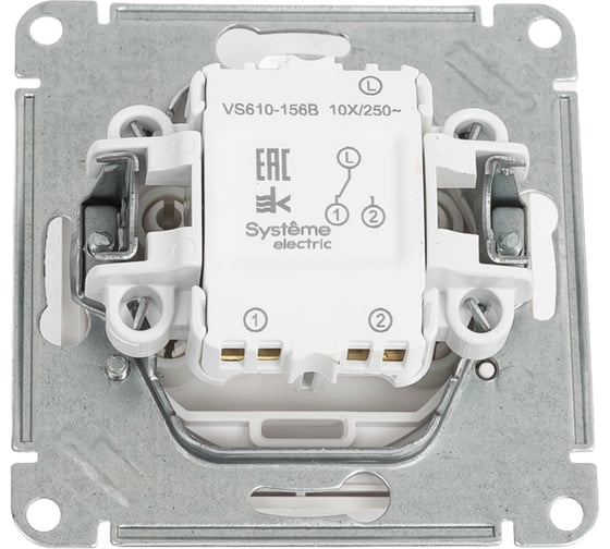 1-клавишный переключатель Systeme Electric W59 aqua, 10ах, ip44, механизм, белый VS610-156B-1-86