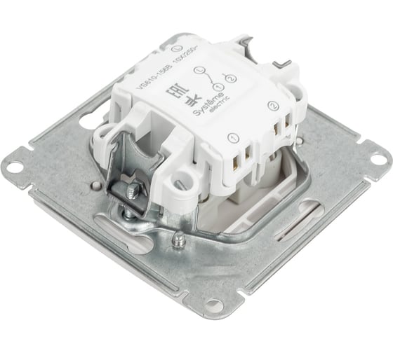 1-клавишный переключатель Systeme Electric W59 aqua, 10ах, ip44, механизм, белый VS610-156B-1-86