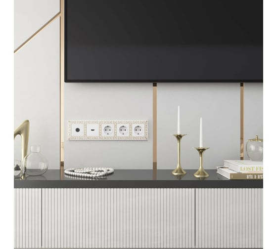 Рамка на 5 постов WERKEL W0051523/ Antik белое золото a050938