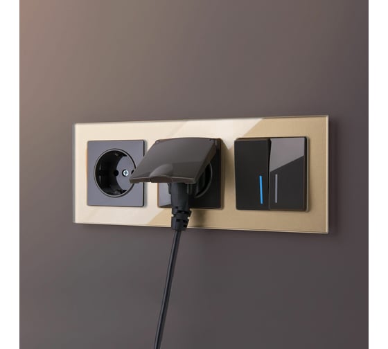 Двухклавишный проходной выключатель WERKEL WL07-SW-2G-2W-LED/ с подсветкой серо-коричневый a035911