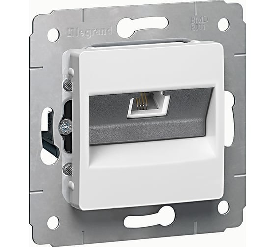 Телефонная розетка Legrand Cariva RJ11 4 контакта 1 выход White 773638