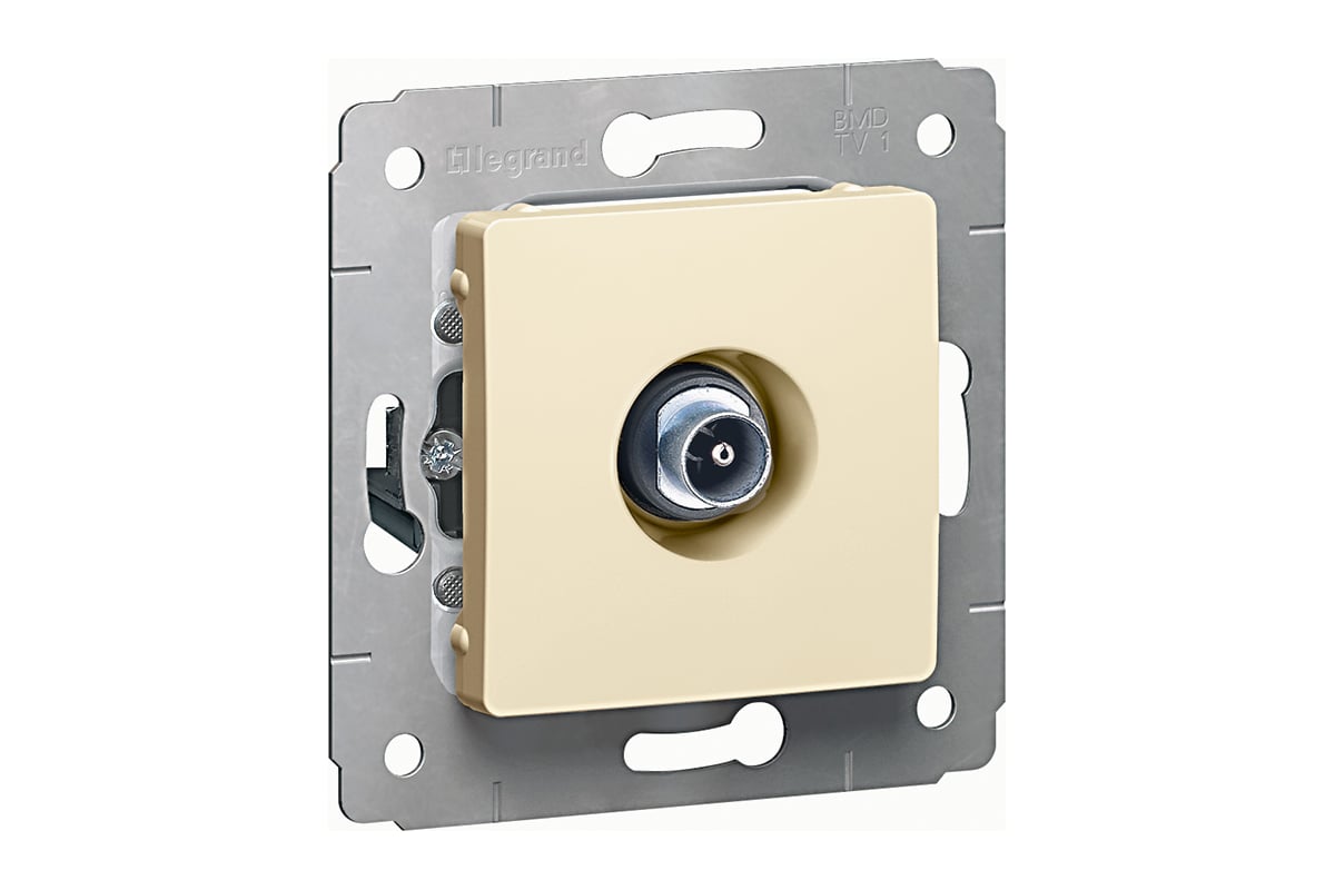 ТВ розетка Legrand Cariva проходная 14 дБ 2150/2400 МГц слоновая кость ...
