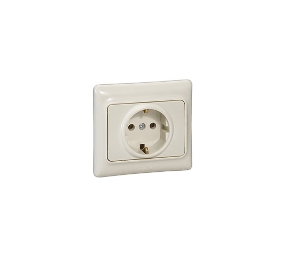 Розетка Legrand KPT 782151 с/з и шторками слоновая кость 1