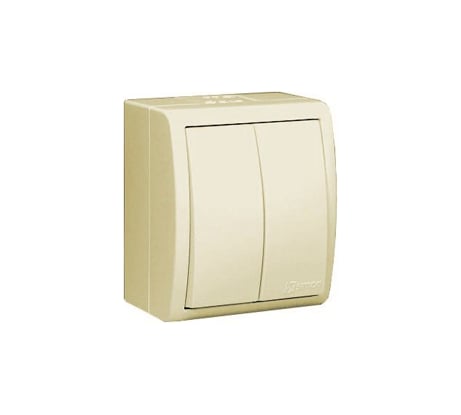 Двухклавишный выключатель с подсветкой IP54, слоновая кость Simon 1594399-031