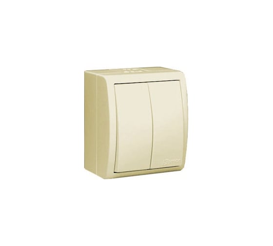 Двухклавишный выключатель с подсветкой IP54, слоновая кость Simon 1594399-031