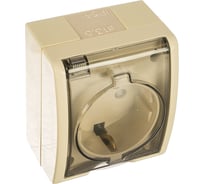 Розетка с заземлением, шторками и крышкой, слоновая кость Simon 1594432-031