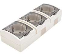 Тройная розетка с заземлением, шторками и крышкой, слоновая кость Simon 1594447-031