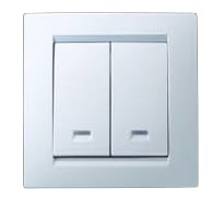 Двухклавишный выключатель с подсветкой, белый Simon 1590392-030