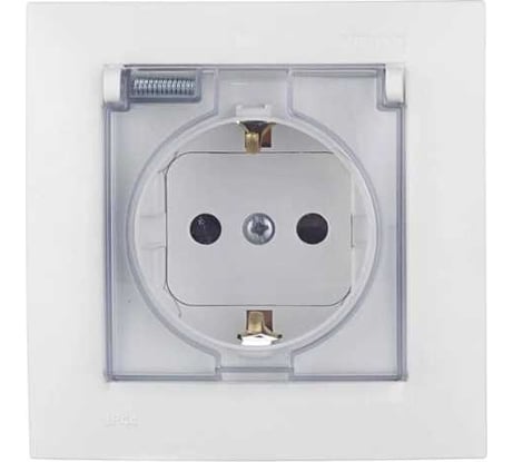 Розетка с заземлением, шторками и крышкой IP-44 Simon 1590450-030