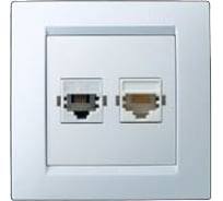 Розетка RJ-11/RJ-45, компьютерная/телефонная, белая Simon 1590590-030
