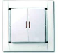 Двухклавишный выключатель с подсветкой, металлик Simon 34392-33