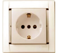 Розетка с заземлением системы SHUKO и защитными шторками, шампань Simon 34443-34