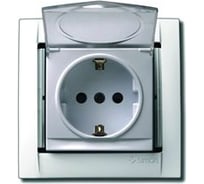 Розетка с заземлением системы SHUKO, защитными шторками и крышкой, белая Simon 34445-30