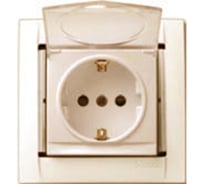 Розетка с заземлением системы SHUKO, защитными шторками и крышкой, слоновая кость Simon 34445-31