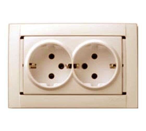 Сдвоенная розетка с заземлением системы SHUKO, шампань Simon 34459-34 1