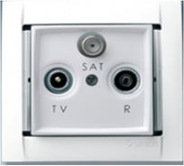 Проходная розетка R-TV-SAT, металлик Simon 34497-33