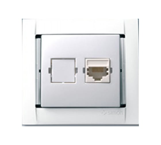 Компьютерная розетка под коннектор RJ-45, металлик Simon 34598-33