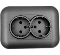 Розетка OVIVO 2 поста Loft с заземлением дымчатый 404-110311-907