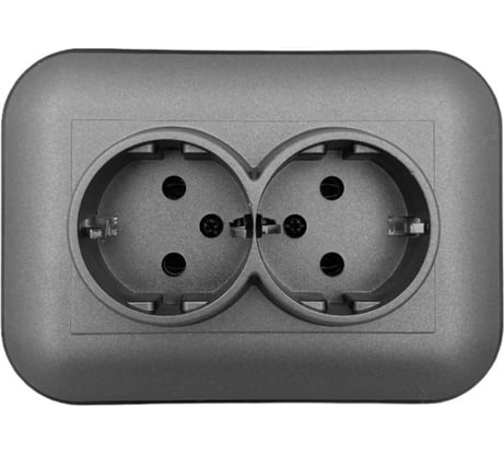 Розетка OVIVO 2 поста Loft с заземлением дымчатый-черный 404-110308-907