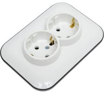 Розетка OVIVO 2 поста Loft с заземлением белый/черный 404-010308-907