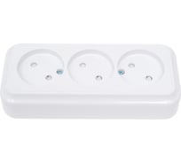 3-местная розетка Bylectrica ОУ с заземлением, со шторками, гнезда 45 гр, серия ПРАЛЕСКА, белый, РА16-745