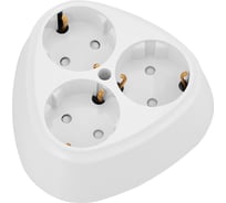 3-местная розетка Bylectrica ОУ, треугольная с заземлением, со шторками, серия ПРАЛЕСКА, белый, РА16-116