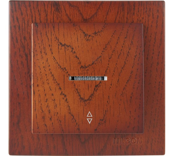 1-клавишный проходной выключатель Nilson СУ с подсветкой, TOURAN WOOD, черешня 24261008 1