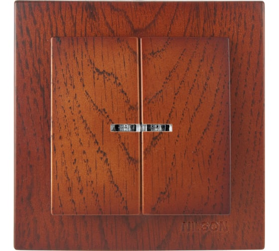 2-клавишный выключатель Nilson СУ с подсветкой, TOURAN WOOD, черешня 24261004