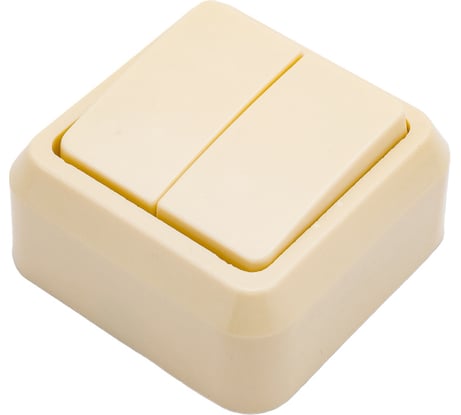 Двухклавишный выключатель ООО Ливны-Электро открытой установки А2-004 УХЛ 4 слоновая кость ВОП 17