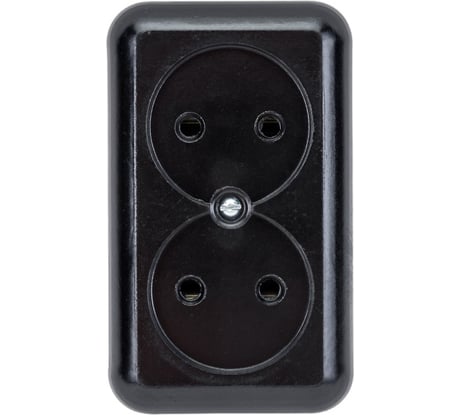 Розетка ООО Ливны-Электро РА 10-009 2-х местная с донышком, черная РА 1934