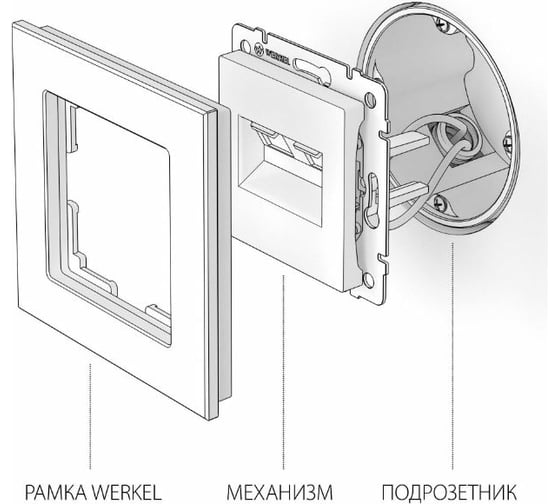 Двойная розетка Ethernet RJ-45 WERKEL серебряный a051523