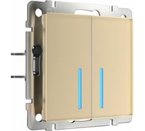 Сенсорный двухклавишный выключатель WERKEL с подсветкой 1000 Вт шампань a057683