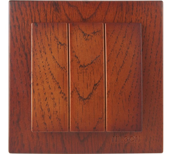 3-клавишный выключатель Nilson СУ, TOURAN WOOD, черешня 24261066