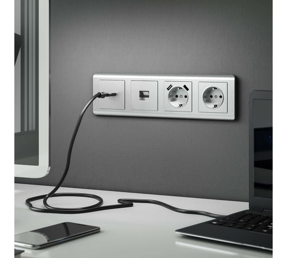 Розетка Ethernet RJ-45 WERKEL серебряный рифленый a051360