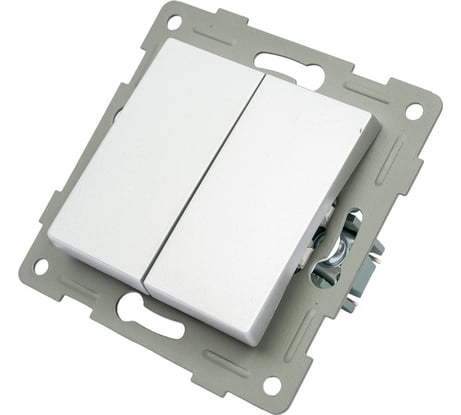 Проходной механизм выключателя (переключателя) GUSI Electric Ugra для двух цепей (2кл), скрытая установка, 10А, 250В. Цвет: серебро С11В8-004