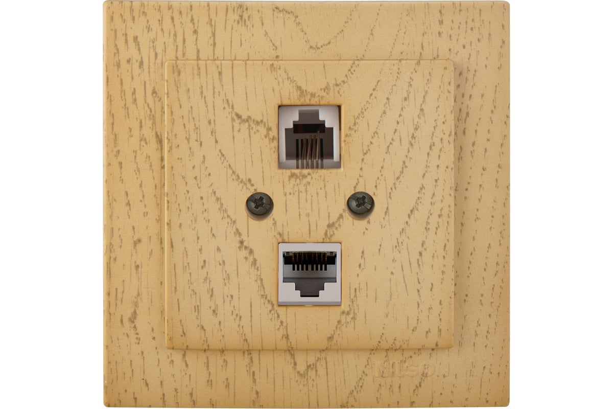 Компьютерная+телефонная розетка Nilson, СУ RJ 45CAT5+RJ11, TOURAN WOOD ...