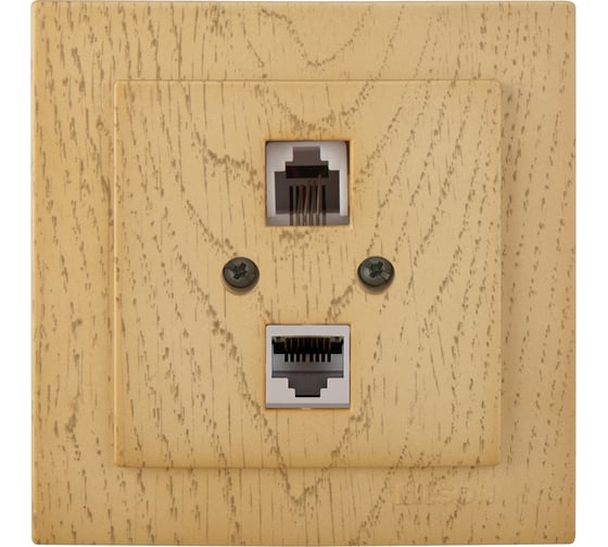 Компьютерная+телефонная розетка Nilson, СУ RJ 45CAT5+RJ11, TOURAN WOOD, клен 24281048