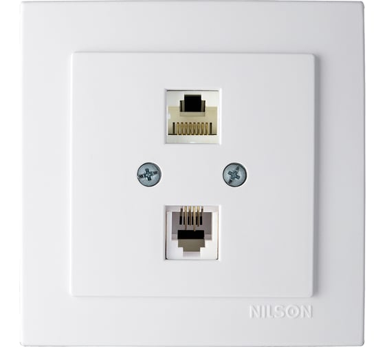 Компьютерная+телефонная розетка Nilson, СУ RJ 45CAT5+RJ11, TOURAN-ALEGRA-THOR, белый 24111048