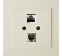 Компьютерная+телефонная розетка Nilson, СУ RJ 45CAT5+RJ11, TOURAN-ALEGRA-THOR, кремовый 24121048