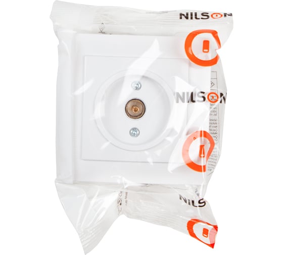 ТВ розетка Nilson проходная, СУ, TOURAN-ALEGRA-THOR, белый 24111028