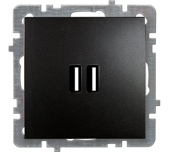 Механизм розетки Nilson USB зарядка 2,1А, 2 порта, TOURAN-ALEGRA-THOR, черный глянец 24220481