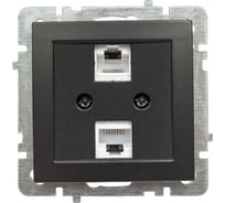 Механизм 2-местной компьютерной розетки Nilson СУ RJ45 САТ6, TOURAN-ALEGRA-THOR матовый черный 24380446