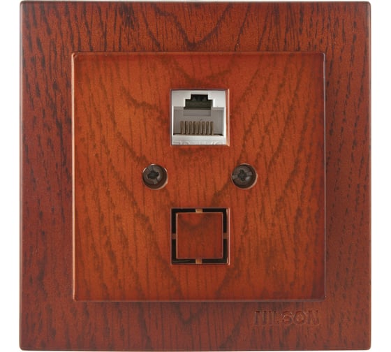 1-местная компьютерная розетка Nilson СУ RJ45 CAT6, TOURAN WOOD, черешня 24261045 1