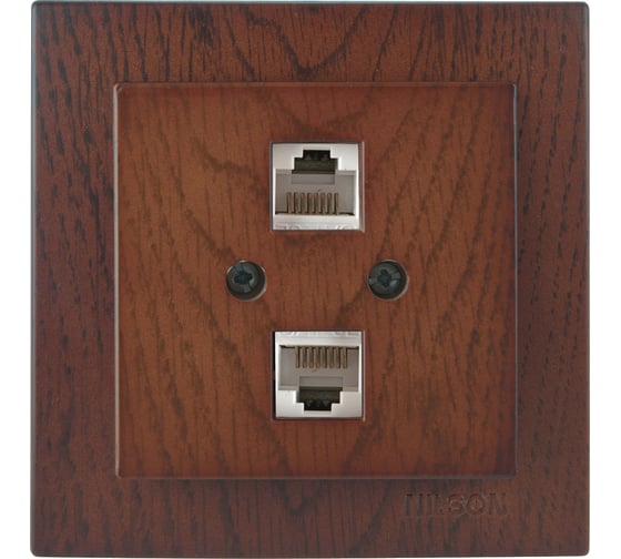 2-местная компьютерная розетка Nilson СУ RJ45 CAT6, TOURAN WOOD, орех 24271046 1