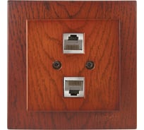 2-местная компьютерная розетка Nilson СУ RJ45 CAT6, TOURAN WOOD, черешня 24261046