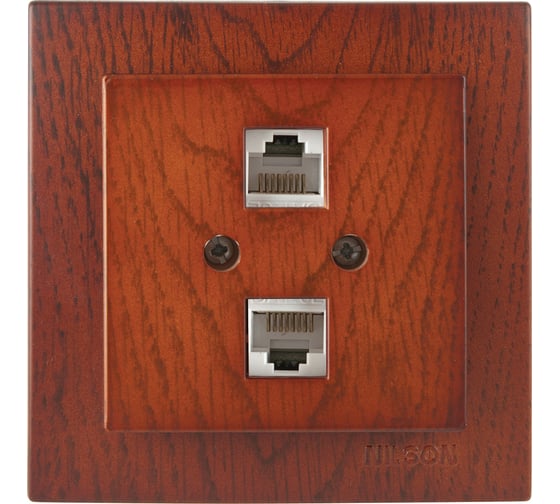 2-местная компьютерная розетка Nilson СУ RJ45 CAT6, TOURAN WOOD, черешня 24261046 1