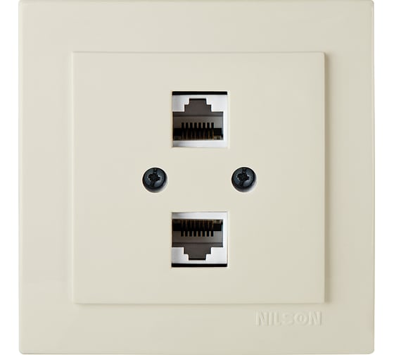2-местная компьютерная розетка Nilson СУ RJ45 CAT6, TOURAN-ALEGRA-THOR, кремовый 24121046